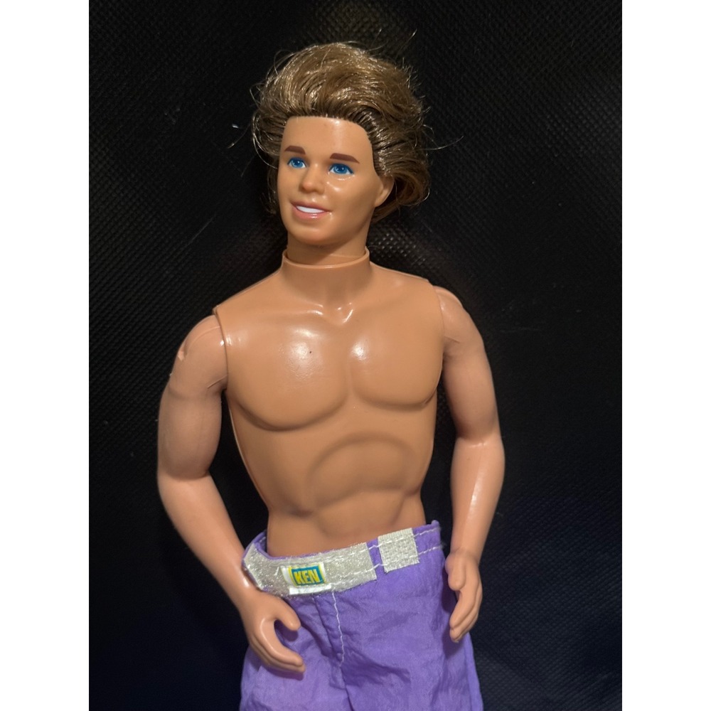 Vintage Mattel Ken Doll Rooted Blonde Hair Purple Track Pants 90s Retro Figure